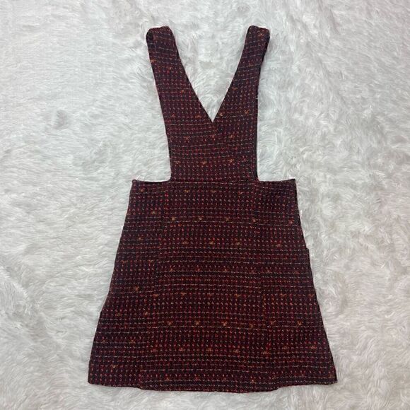 Zara Kids Red Tweed Overall Dress Skirt Size 10 Button Front Short Mini - Picture 8 of 8
